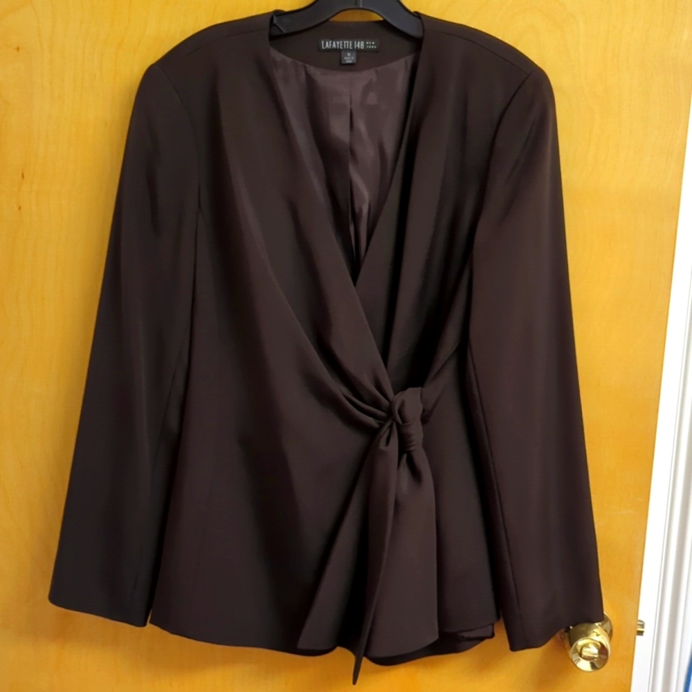NWT Lafayette 148 Brown Silk Blazer Sz 10